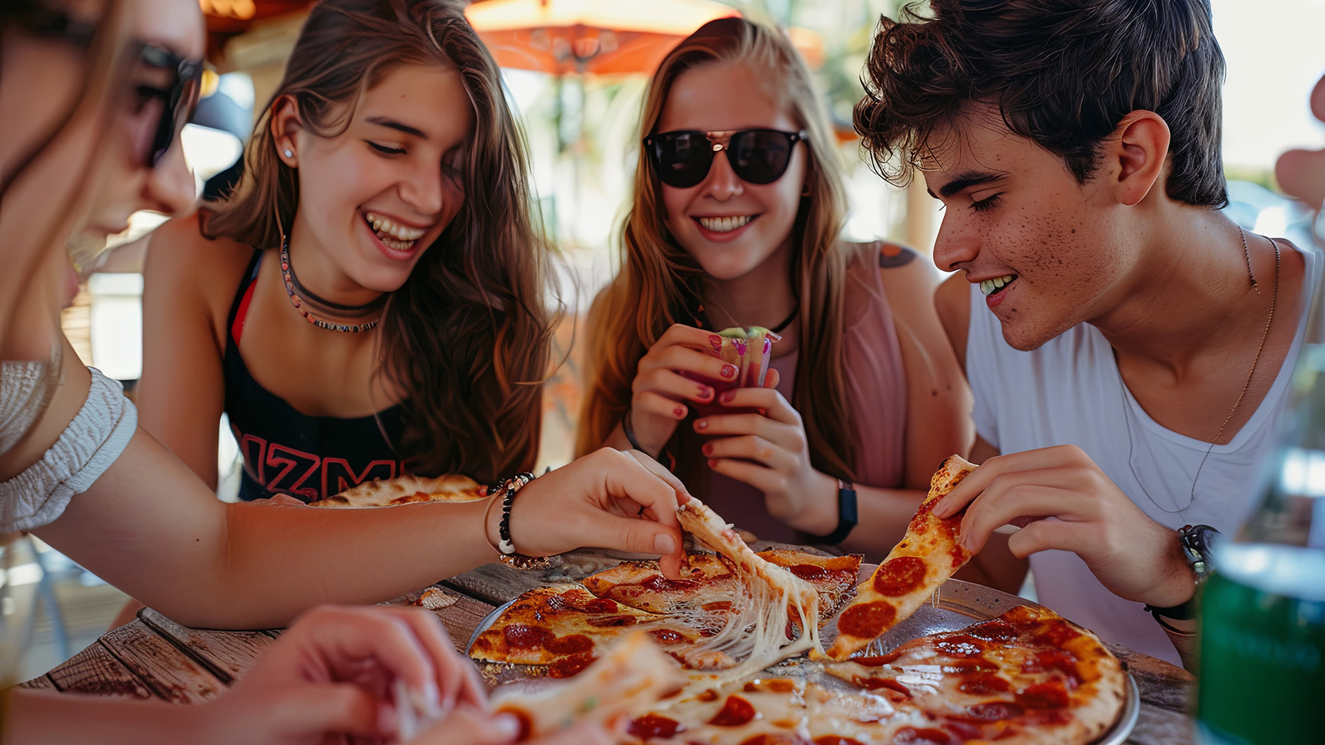 mangiare la pizza Al Chiaro di Luna